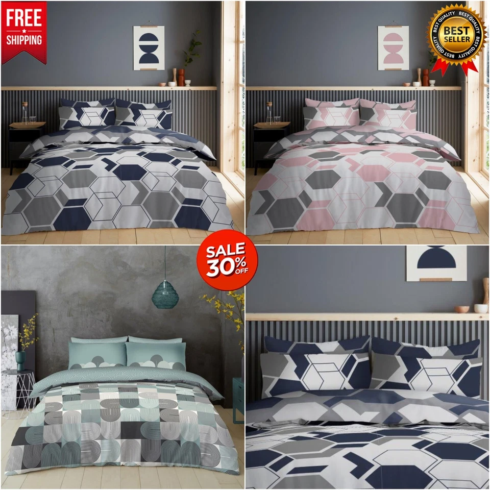 GAVENO CAVAILIA Luxury Geometrical Complete Duvet Cover Set With Pillow Case Polycotton Bedding