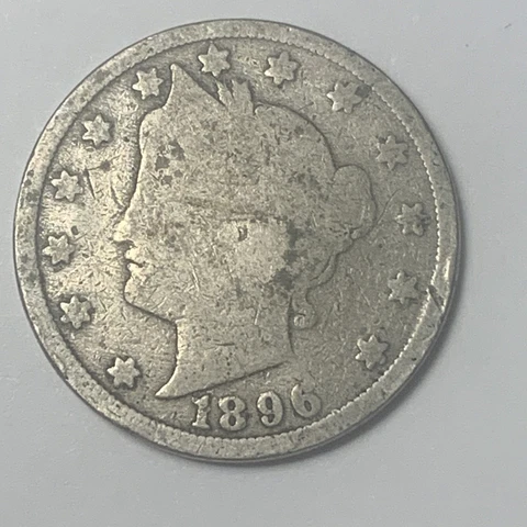1896 Liberty Head V Nickel 5 Cent Piece  5c US Coin semi key Rare Old Cover