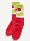 Mens Grinch Cozy Sock Slipper Sock Gripper Sole Crew Tube 8 12 Secret Santa Gift