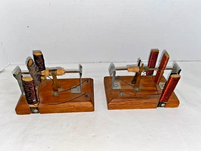 (2) Bobina de madera/metal/cobre hecha en casa vintage motores eléctricos inventos Foto 1 de 4