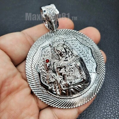 Collar de cadena cubana grande chapado en plata con dije de SANTA BÁRBARA 6 mm 10 mm 18" ~ 30" Foto 1 de 4