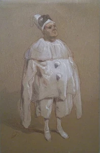 Paul Gavarni (1804-1866) pastel, Commedia del Arte P1832 - Bild 1 von 1