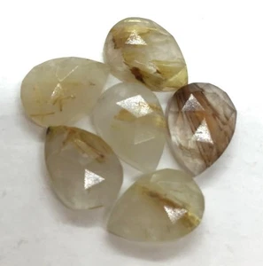 AAA Natural Golden Rutile Pear Rose Cut Loose Gemstone For Making All Jewelry - Picture 1 of 10