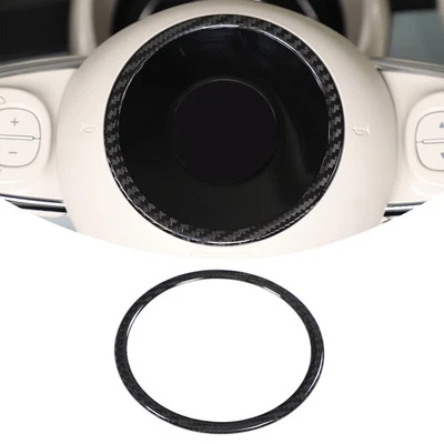 Steering Wheel Badge Outer Ring Real Carbon Fiber For Fiat 500 /Abarth 2008-2023 - Image 1 of 4