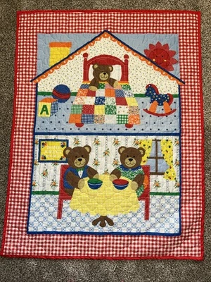 VTG Three Bears Home Baby Blanket Quilt - Image 1 of 4