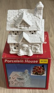 Vintage NOS 90er Porzellan Haus Dorf Weihnachten bemaltfertig Spielzeugladen - Bild 1 von 5