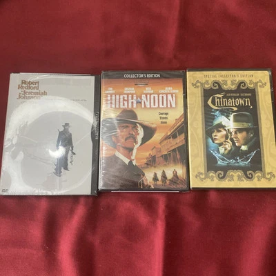 3 DVDs:Chinatown/Dunaway&Nicholson,High Noon/Skerritt,Jeremiah Johnson/Redford - Image 1 of 4
