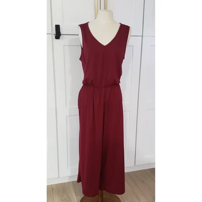 Mono para mujer XL Burgendy pierna ancha sin mangas cuello en V mameluco elástico Foto 1 de 4