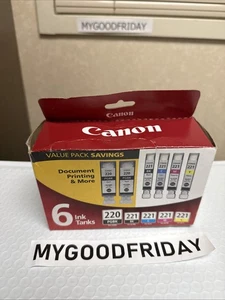 Canon 6 Tintentanks 220 Pgbk & 221 B, C, M, & Y versiegelte Packung im Angebot - Bild 1 von 5