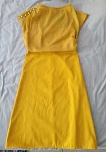 NUEVO Vestido Zara Oro Amarillo Perlas Midi Transparente Cami Línea A Rodilla Imperio Cintura M - Imagen 1 de 11