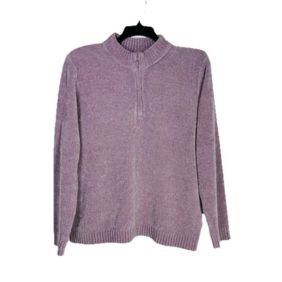 Alfred Dunner Woman Lavender Long Sleeve Pullover 1/4 Zip Sweater Size Large - Image 1 of 4