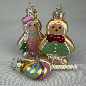 🎄Christbaumschmuck Glas Figuren Set 3x Lebkuchenmann Frau Zuckerstange Xmas Neu - Bild 1 von 14