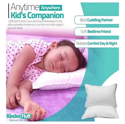 Almohada Kinder Fluff para niños pequeños XS (2pk) (10x15 pulgadas - blanco) algodón suave y relleno de plumón Foto 1 de 4