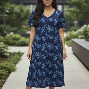 Hawaii Muumuu Maxikleid Vogel Storch Print Größe L - Bild 1 von 8