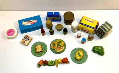 Artículos de comestibles de comida en miniatura vintage para casas de muñecas tamaño Barbie 21 piezas usados Foto 1 de 4