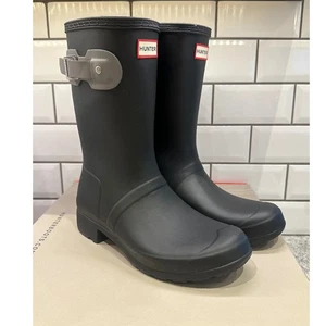 Hunter Original Tour Short Rubber Rain Boots Black Women's US 8 EU 39 New - Picture 1 of 7