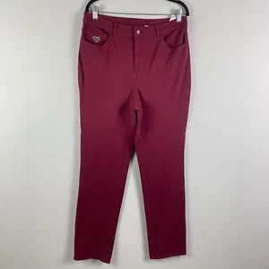 Quacker Factory DreamJeannes Pants w/Jeweled Pockets Size 12 Red Pull On - Picture 1 of 11