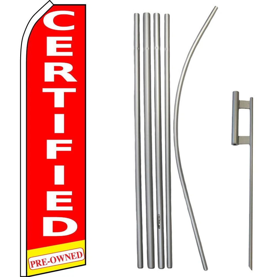 Pre-Owned Certified Red / White Swooper Flag & 16ft Flagpole Kit/Ground Spike - Image 1 of 1