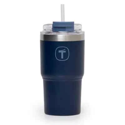 NEW Tupperware 630ml Big T Thermal Straw Tumbler Cup Blue - Image 1 of 3