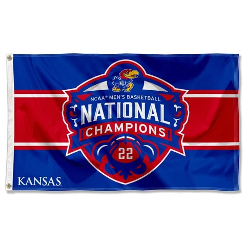 Kansas-Jayhawks 3x5 Flag-National Champions Flag Cover