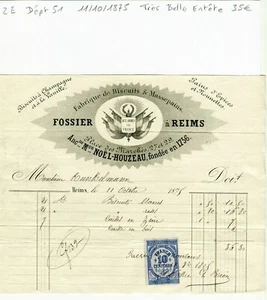 Dépt 51- Reims 29 Place des Marchés - Très Belle Entête d'une Biscuiterie 1875 - Bild 1 von 1