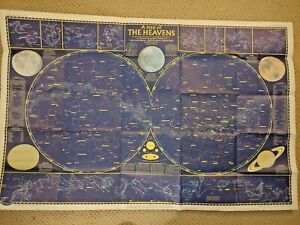 1957 National Geographic A Map Of The Heavens Astronomy Chart 28" x 42"
