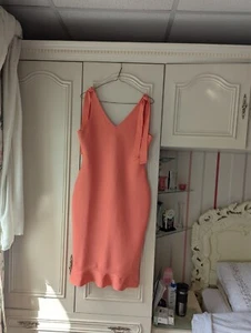 BNWTAG COAST PEACH CLINGY DRESS WITH SHOULDER TIES - SIZE 14 - Picture 1 of 5