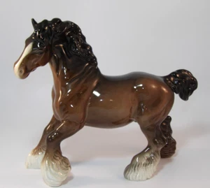 Beswick Brown Glossy 8 3/4" Cantering Shire Horse Model 974 c1960s/70s VGC - Picture 1 of 8