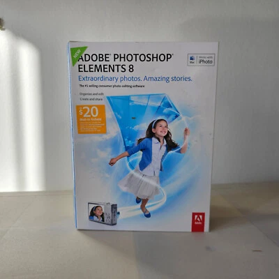 Adobe Photoshop Elements 8 Education Photo Editing PC Software Edit NEW & SEALED - Image 1 of 4