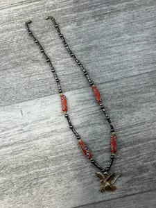 "Collar Dixie Unisex Rebel Barril Cuentas Negro Rojo Bandera South Eagle Motociclista 21""" - Imagen 1 de 16