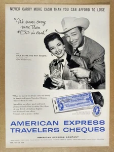 1959 American Express Travelers Cheques Dale Evans Roy Rogers vintage print Ad - Picture 1 of 1