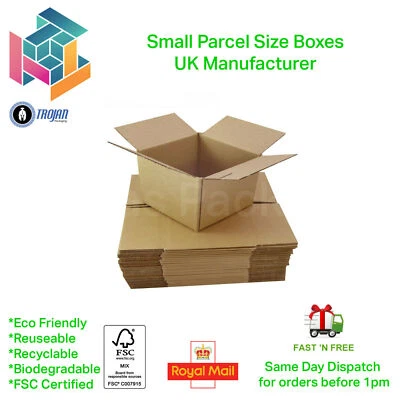 TROJAN PACKAGING ROYAL MAIL SMALL PARCEL SIZE POSTAL CARDBOARD BOXES ALL SIZES