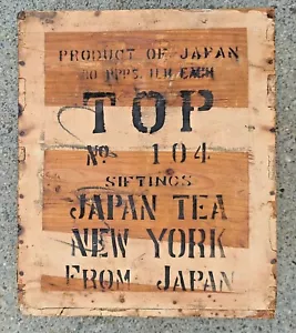 Rare Antique 1800s Japan Tea Jointed Wood Crate Box NY 19th C Advertising Sign - Picture 1 of 12