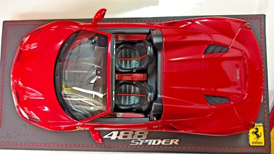 BBR 1:18 FERRARI 488 Spider rosso tristrato 2015 limited 288 - Immagine 1 di 4