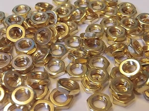 M8 MESSING HALBMUTTERN MASSIV MESSING (8mm MUTTERN 10ER PACK) - Bild 1 von 3