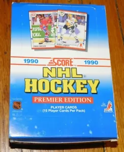 VINTAGE BOX VON 1990 SCORE PREMIER NHL HOCKEYKARTEN 36 VERSIEGELTE PACKUNGEN 15 KARTEN EA. - Bild 1 von 2