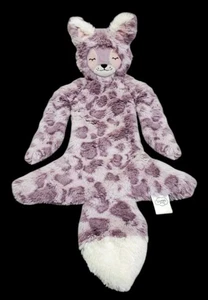 Slumberkins Lynx Cat Baby Lovey Spotted Lavender Flat Plush Toy Security Blanket - Picture 1 of 5