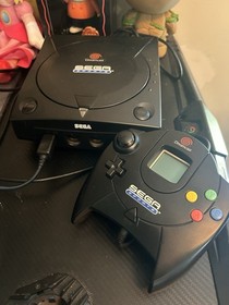 Sega Dreamcast Black Sports Console with Power Cable and AV Cable Tested Working