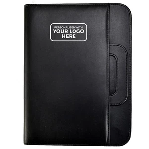 Personalised Logo A4 Zipped Conference Folder Portfolio with Portable Handle - Picture 1 of 11