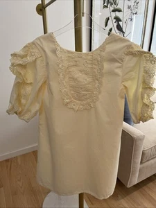 Tartine et Chocolat Pale Lemon Yellow Cotton Sail Lace Girls Dress 8A - Picture 1 of 9