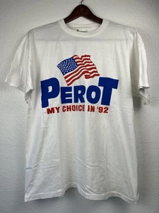 Camiseta blanca vintage 1992 Ross Perot campaña presidencial de Estados Unidos XL ~ SNS - Imagen 1 de 4