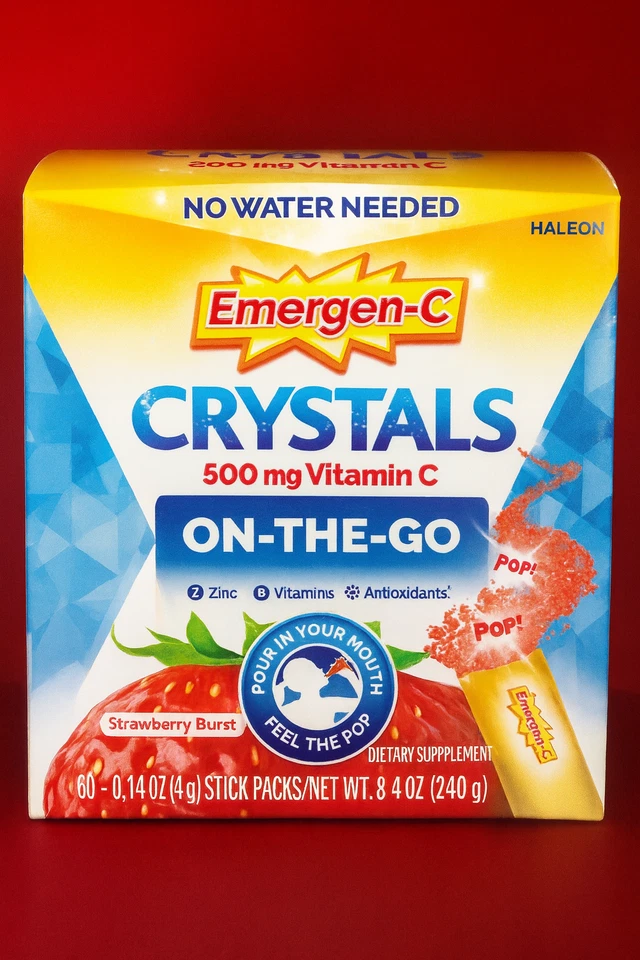 Emergen-C Cristales 500 mg Vitamina C Fresa Burst Paquete de 60 Apoyo Inmunológico Foto 1 de 2