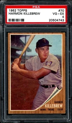 1962 TOPPS BASEBALL #70 Harmon Killebrew HOF PSA 4 VG-EX Twins Nice Centering - Image 1 of 2
