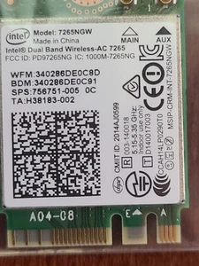 GENUINE HP 756751-005 Wifi Card WLAN 11ac+BT4 7265NGW - Picture 1 of 2