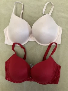 Victoria’s Secret Bra 36DD Perfect Shape Pushup Pink Red Molded Lot Body By V - Picture 1 of 7