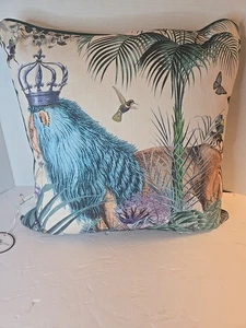 FABFUNKY Ltd Blue Lion pillow in Tropical Jungle NWT - Picture 1 of 7
