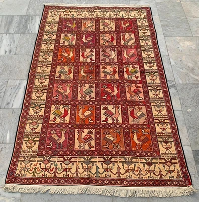 Alfombra de lana tradicional Kilim tejida a mano marroquí/afgana vintage de 4x6 pies de buena calidad Foto 1 de 4