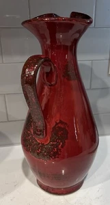 Jarrón jarra esmaltado lava rojo vintage Italia para Melmar mediados de siglo cerámica moderna - Imagen 1 de 14