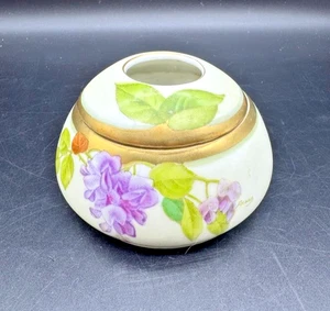 Vintage porcelain hand painted hair receiver decorative cottage core 4"x2 1/4" T - Picture 1 of 7