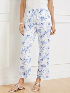 Talbots Straight Ankle Pull on Pants Ocean Flora Petite XL - Picture 1 of 10
